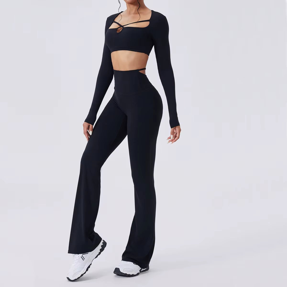 2Pcs Pad Workout Outfits Yoga Set Fitness Sportswear Gym Tracksuit Long Sleeve Shirt Leggings Athletic Wear Women Clothes XP38