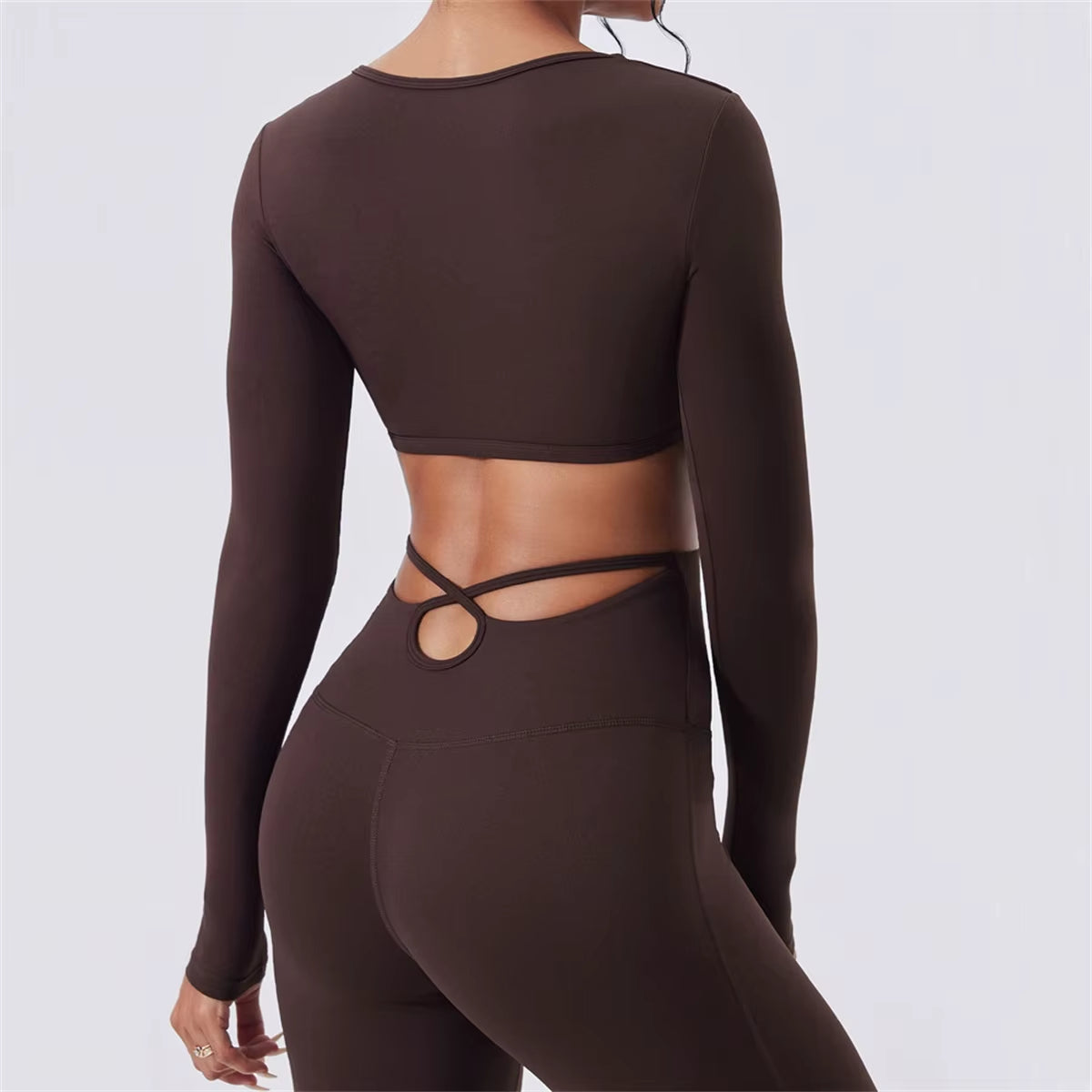 2Pcs Pad Workout Outfits Yoga Set Fitness Sportswear Gym Tracksuit Long Sleeve Shirt Leggings Athletic Wear Women Clothes XP38
