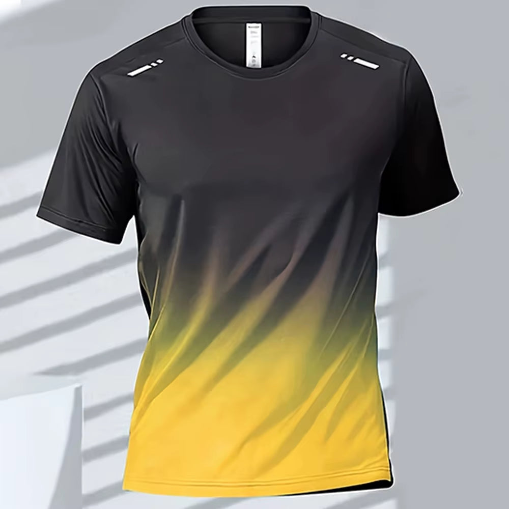 Men'S T-Shirts Sports Fitness Sportswear Quick-Drying Gradient Short Sleeve Tops Outdoor Basketball Training Running Men Clothes