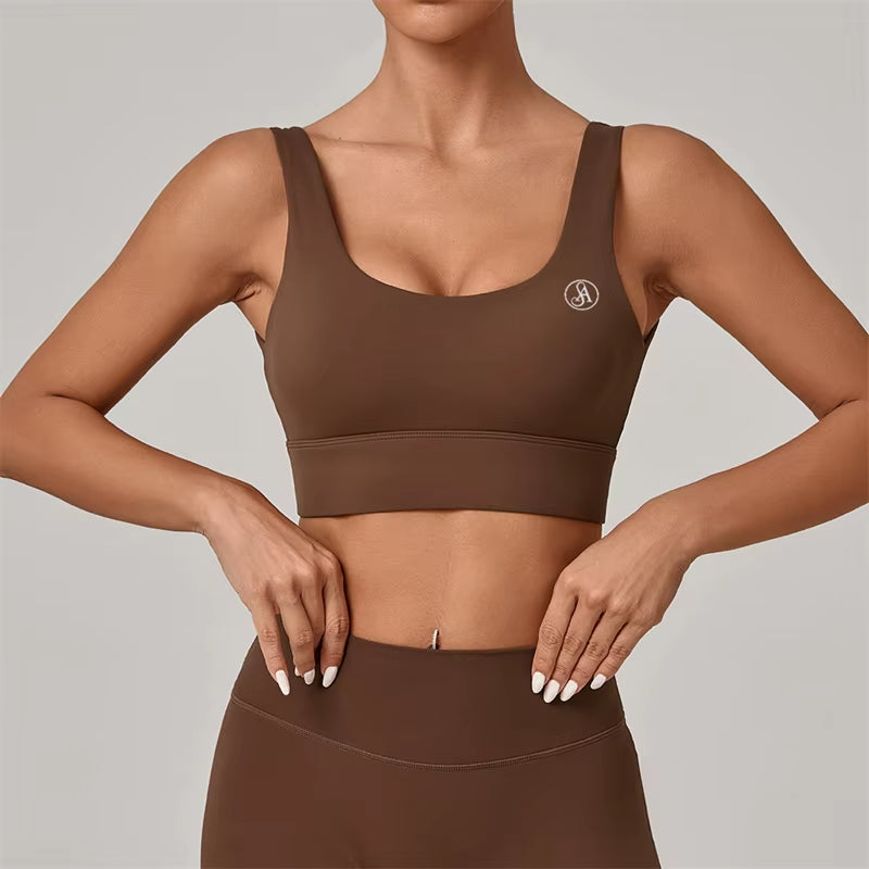 Allure the Brand Yoga High Support Sports Bra for Women, Racerback Workout Top with Wide Band Yoga Running Fitness Gym Wear
